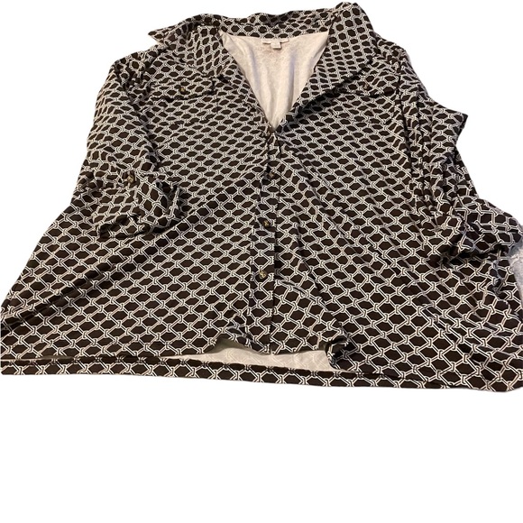 Charter Club Tops - Women’s Charter Club brown and white long sleeve top